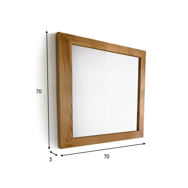 Miroir carré 70 cm cadre en teck massif