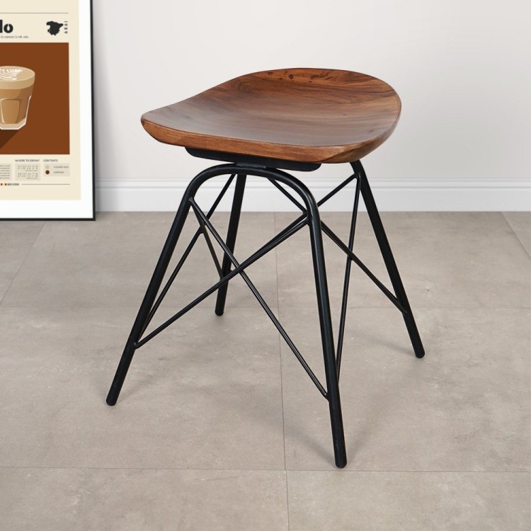 Tabouret en acier et bois