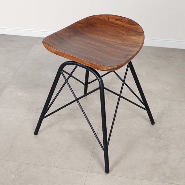 Tabouret en acier et bois