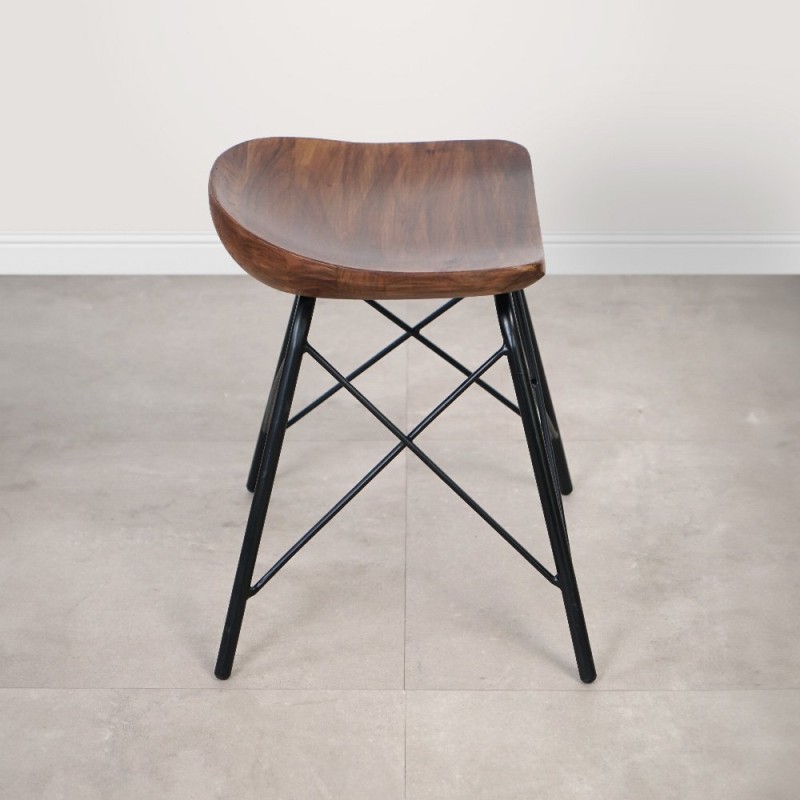 Tabouret en acier et bois - Oasis