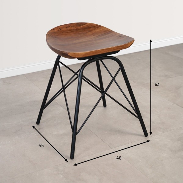 Tabouret en acier et bois