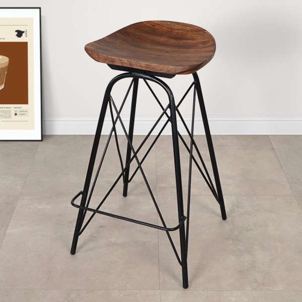 Tabouret de bar en acier et bois
