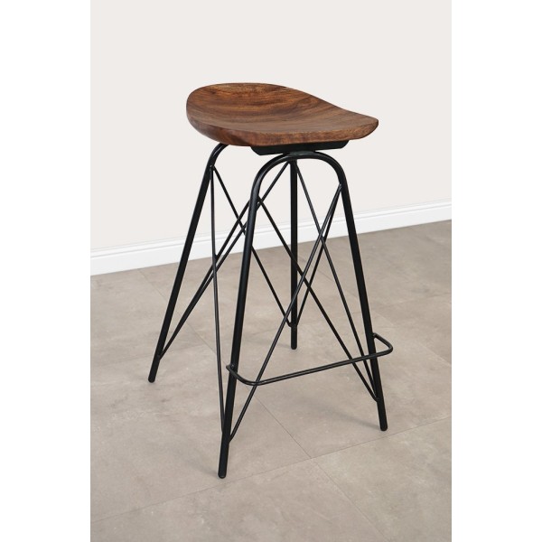 Tabouret de bar en acier et bois