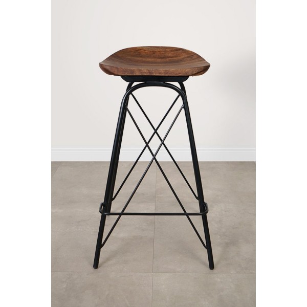 Tabouret de bar en acier et bois