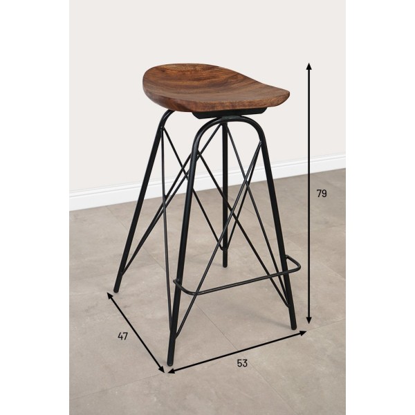 Tabouret de bar en acier et bois