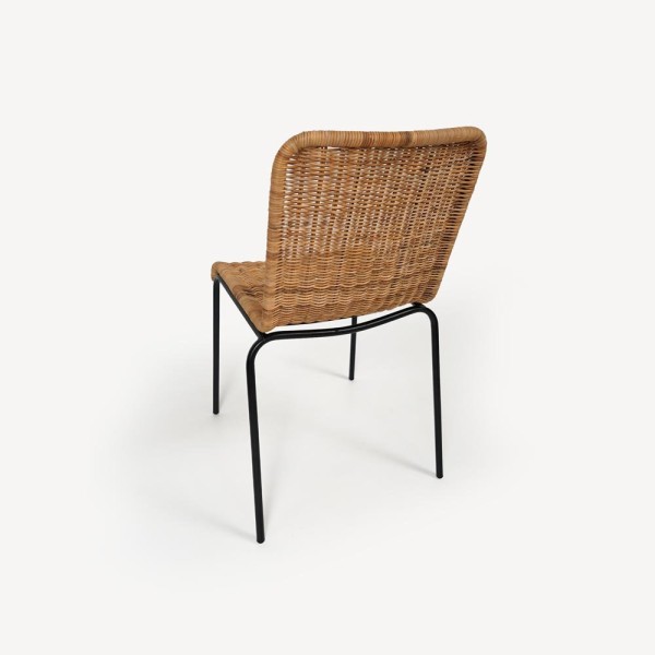 Chaise en rotin naturel et pieds en metal noir - Ananda