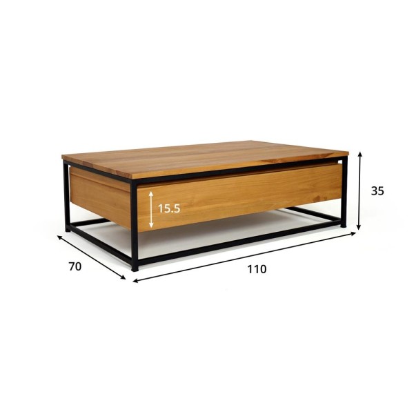 Table basse en teck massif 110 cm - Laila