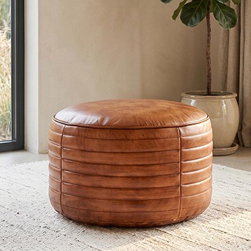 Pouf en cuir
