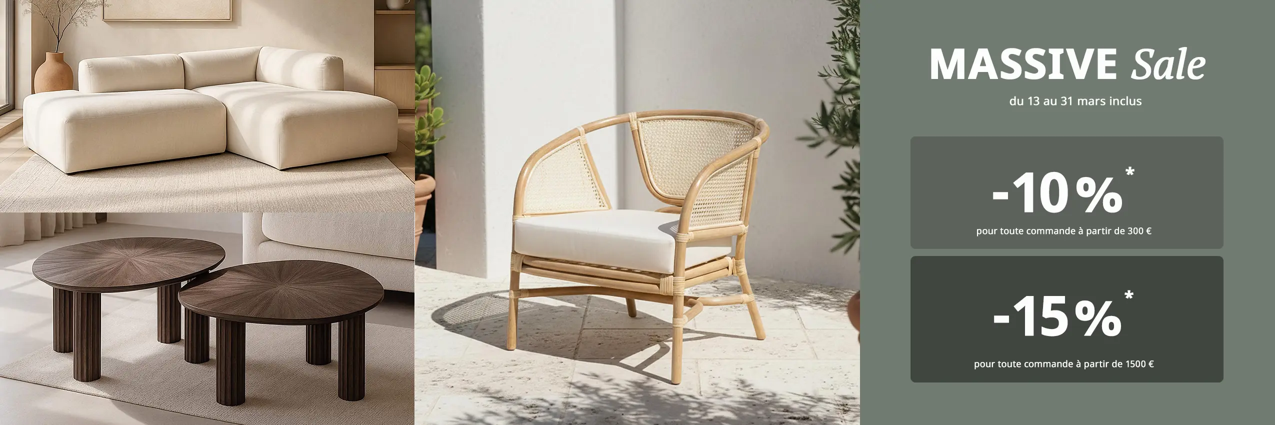 MASSIVE Sale - Bénéficiez jusqu'à -15%* de remise sur votre panier